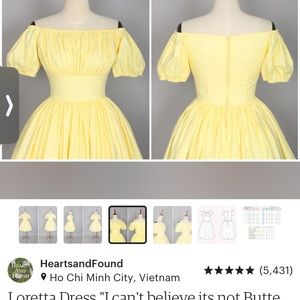 Hearts and found Loretta dress yellow size M